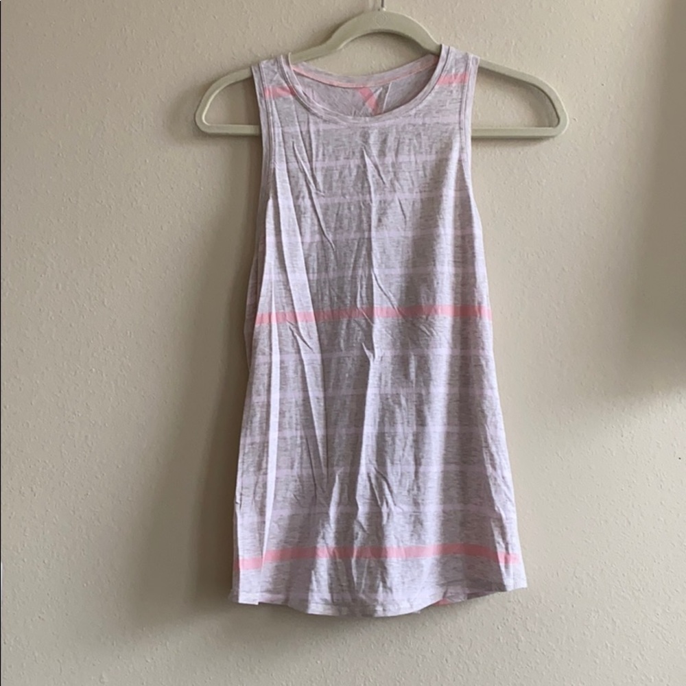 Lulu Lemon Pink Striped Tank with Open Back
